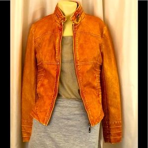 Coalition Apparel faux leather tangerine jacket